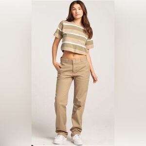 Dickies Women's Flat Front Stretch Relaxed Cotton Blend Pants Size 8 Long